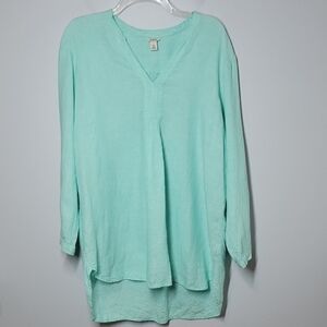 L.L. Bean mint green linen tunic womens size XL